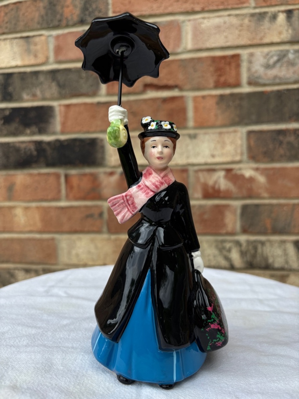 Vintage Mary Poppins with Umbrella Ceramic Figurine